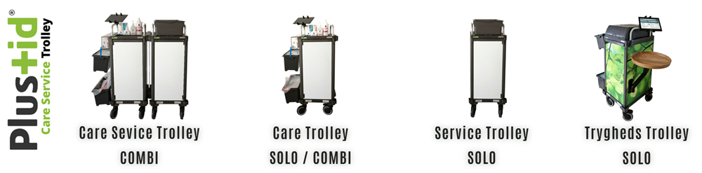 Møbler til opbevaring på plejehjem, CareServiceTrolley, plustuid forbedringstavler